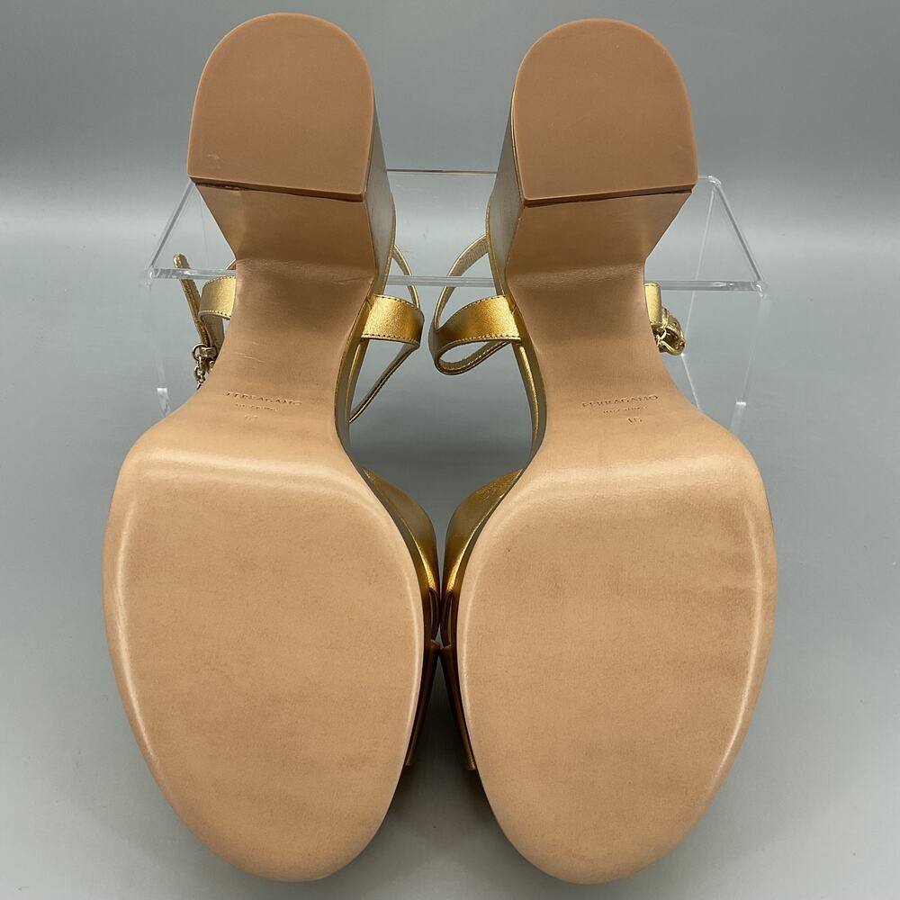NEW Ferragamo Women’s Savia Platform Sandals Gold Size 10C - Picture 9 of 11